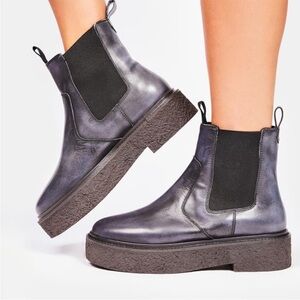 Free People Metallic Black Ankle Boots